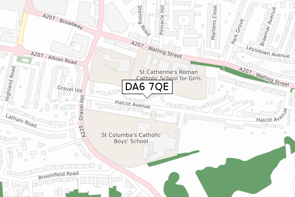 DA6 7QE map - large scale - OS Open Zoomstack (Ordnance Survey)