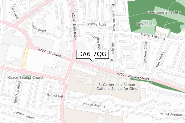 DA6 7QG map - large scale - OS Open Zoomstack (Ordnance Survey)