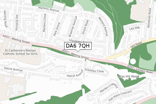 DA6 7QH map - large scale - OS Open Zoomstack (Ordnance Survey)