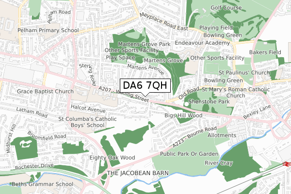 DA6 7QH map - small scale - OS Open Zoomstack (Ordnance Survey)