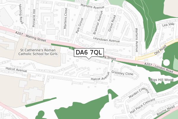DA6 7QL map - large scale - OS Open Zoomstack (Ordnance Survey)