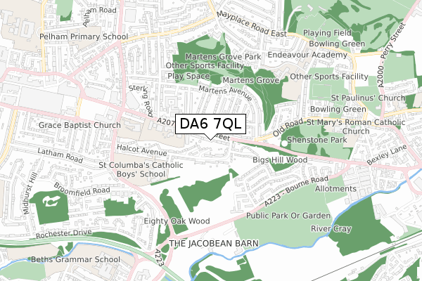 DA6 7QL map - small scale - OS Open Zoomstack (Ordnance Survey)