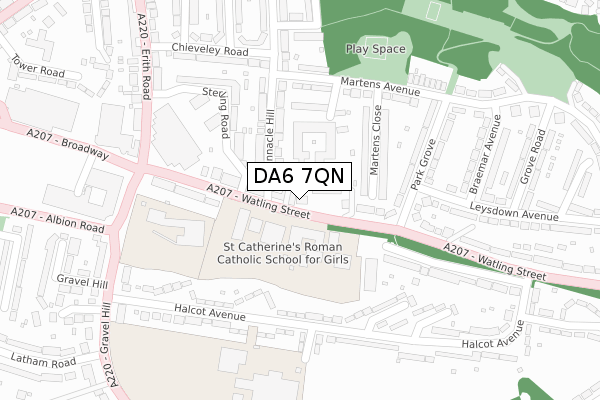 DA6 7QN map - large scale - OS Open Zoomstack (Ordnance Survey)