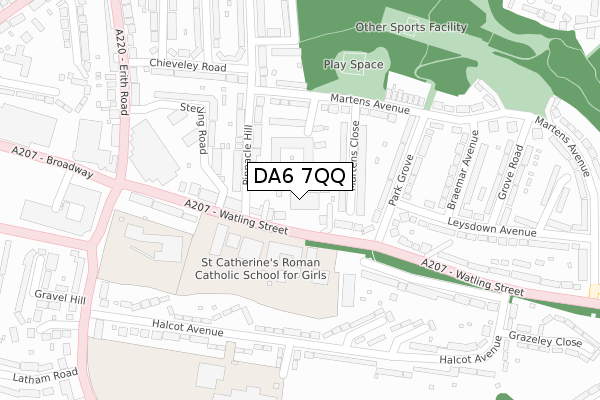 DA6 7QQ map - large scale - OS Open Zoomstack (Ordnance Survey)