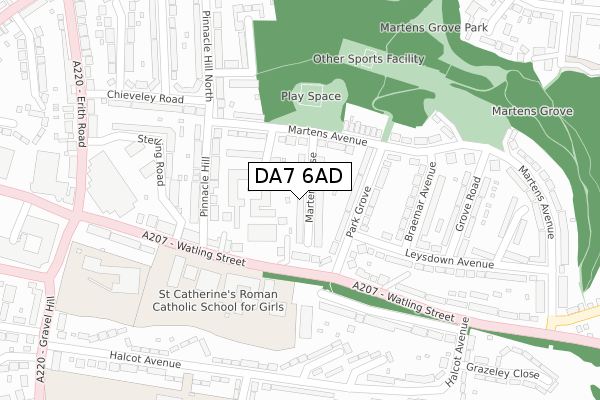 DA7 6AD map - large scale - OS Open Zoomstack (Ordnance Survey)