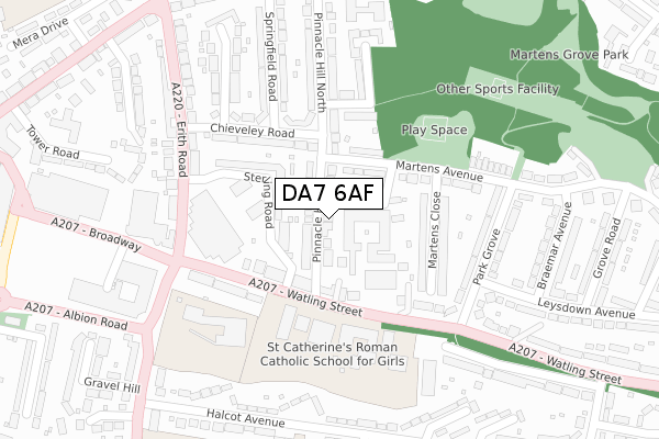 DA7 6AF map - large scale - OS Open Zoomstack (Ordnance Survey)