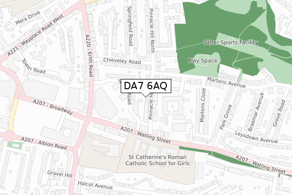 DA7 6AQ map - large scale - OS Open Zoomstack (Ordnance Survey)