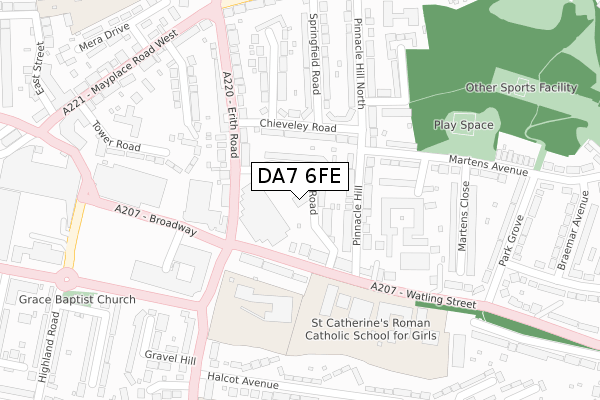 DA7 6FE map - large scale - OS Open Zoomstack (Ordnance Survey)