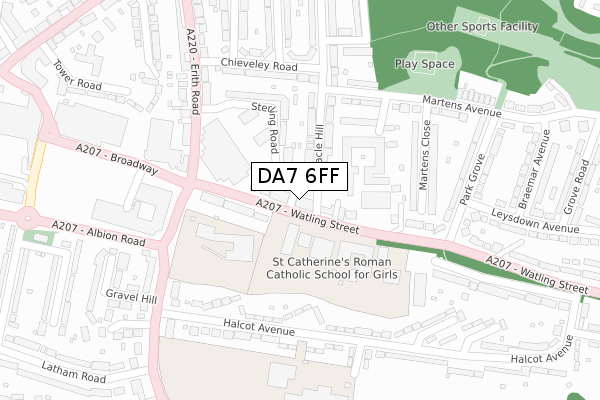 DA7 6FF map - large scale - OS Open Zoomstack (Ordnance Survey)