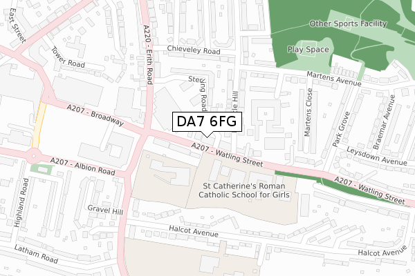 DA7 6FG map - large scale - OS Open Zoomstack (Ordnance Survey)