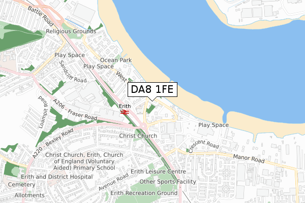DA8 1FE map - small scale - OS Open Zoomstack (Ordnance Survey) DA8 1FE map - small scale - OS Open Zoomstack (Ordnance Survey)