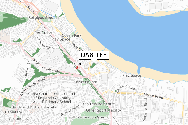 DA8 1FF map - small scale - OS Open Zoomstack (Ordnance Survey)