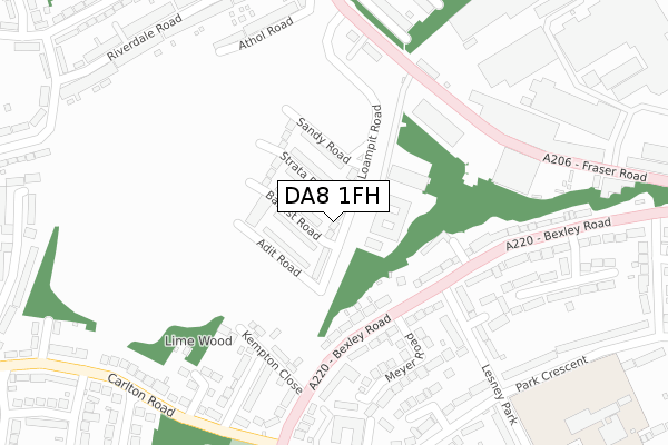 DA8 1FH map - large scale - OS Open Zoomstack (Ordnance Survey)