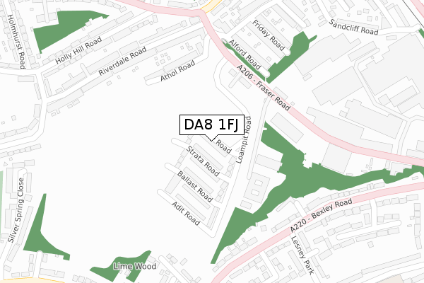 DA8 1FJ map - large scale - OS Open Zoomstack (Ordnance Survey)