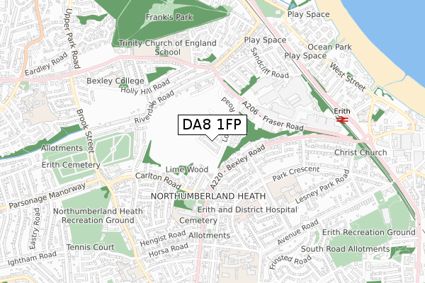 DA8 1FP map - small scale - OS Open Zoomstack (Ordnance Survey)