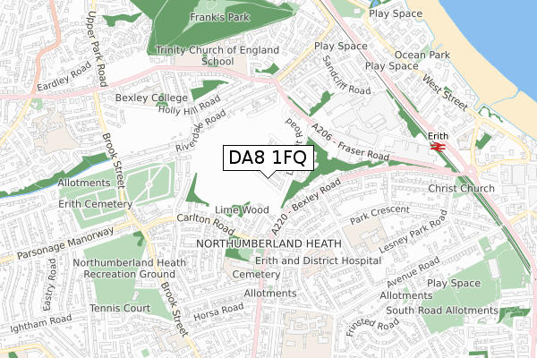 DA8 1FQ map - small scale - OS Open Zoomstack (Ordnance Survey) DA8 1FQ map - small scale - OS Open Zoomstack (Ordnance Survey)