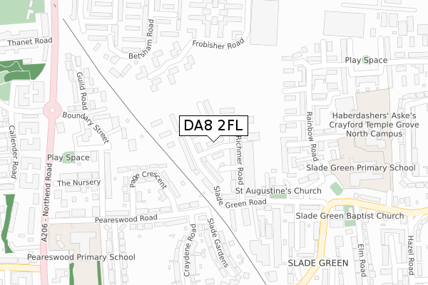 DA8 2FL map - large scale - OS Open Zoomstack (Ordnance Survey)