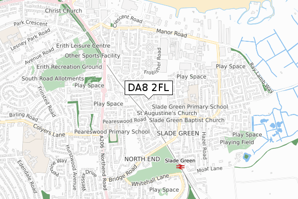 DA8 2FL map - small scale - OS Open Zoomstack (Ordnance Survey)
