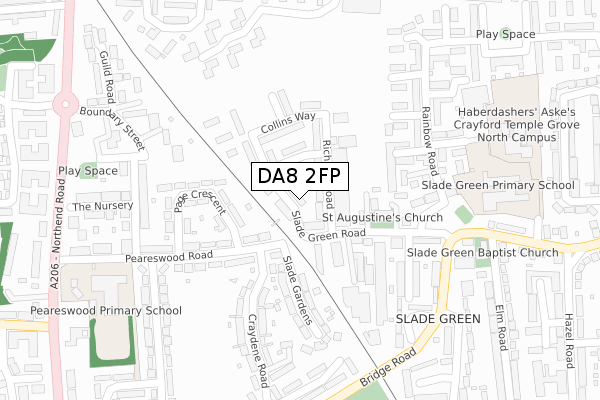 DA8 2FP map - large scale - OS Open Zoomstack (Ordnance Survey)