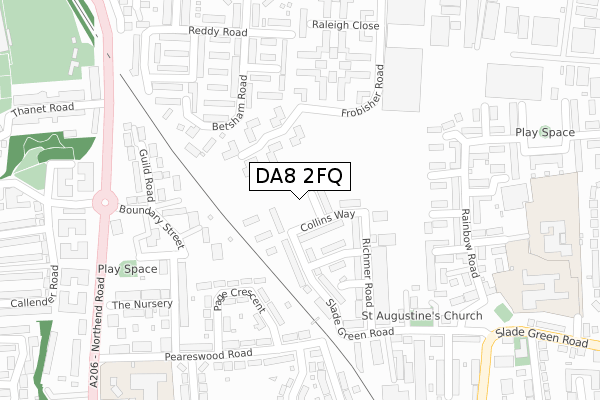 DA8 2FQ map - large scale - OS Open Zoomstack (Ordnance Survey)