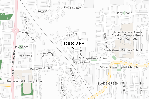 DA8 2FR map - large scale - OS Open Zoomstack (Ordnance Survey)