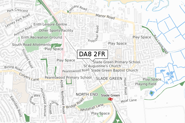 DA8 2FR map - small scale - OS Open Zoomstack (Ordnance Survey)