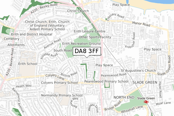 DA8 3FF map - small scale - OS Open Zoomstack (Ordnance Survey)