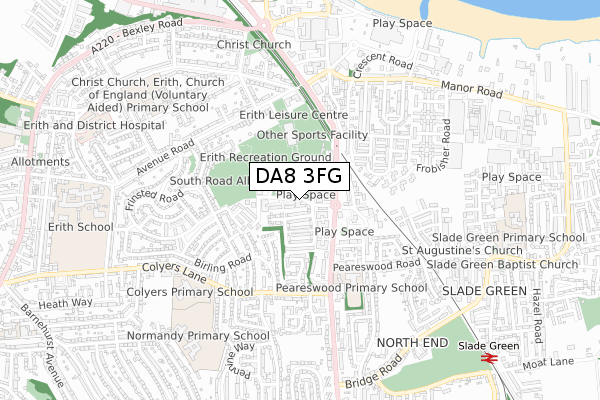 DA8 3FG map - small scale - OS Open Zoomstack (Ordnance Survey)