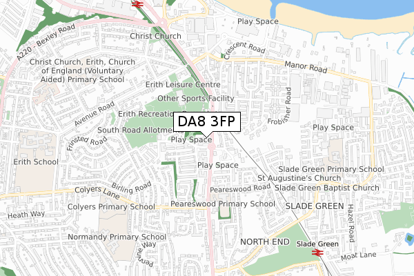 DA8 3FP map - small scale - OS Open Zoomstack (Ordnance Survey)