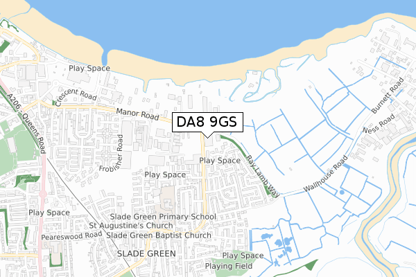 DA8 9GS map - small scale - OS Open Zoomstack (Ordnance Survey)