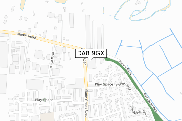 DA8 9GX map - large scale - OS Open Zoomstack (Ordnance Survey)