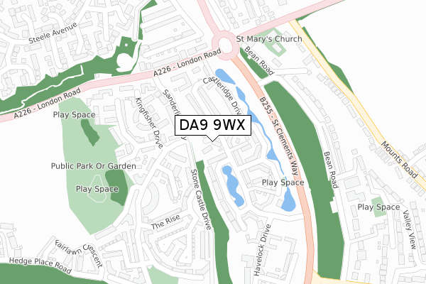DA9 9WX map - large scale - OS Open Zoomstack (Ordnance Survey)