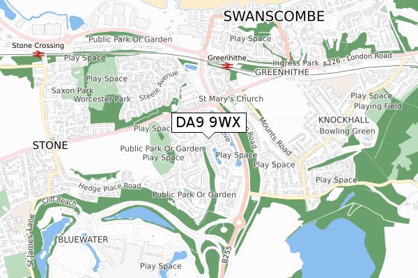 DA9 9WX map - small scale - OS Open Zoomstack (Ordnance Survey) DA9 9WX map - small scale - OS Open Zoomstack (Ordnance Survey)