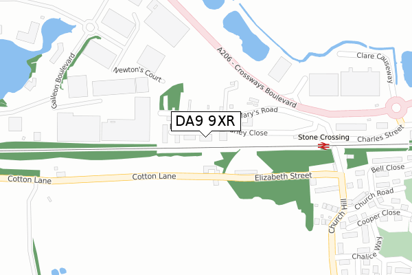 DA9 9XR map - large scale - OS Open Zoomstack (Ordnance Survey)