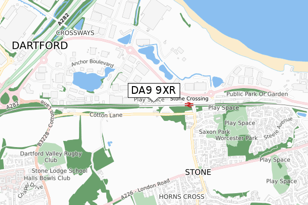 DA9 9XR map - small scale - OS Open Zoomstack (Ordnance Survey)