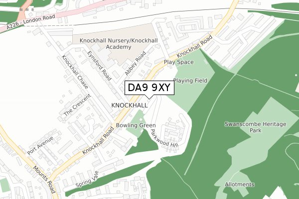 DA9 9XY map - large scale - OS Open Zoomstack (Ordnance Survey)