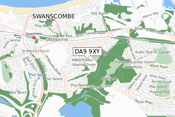 DA9 9XY map - small scale - OS Open Zoomstack (Ordnance Survey)
