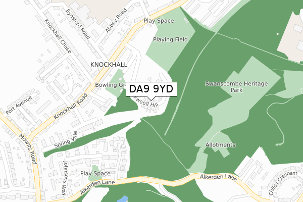 DA9 9YD map - large scale - OS Open Zoomstack (Ordnance Survey)