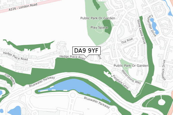 DA9 9YF map - large scale - OS Open Zoomstack (Ordnance Survey)