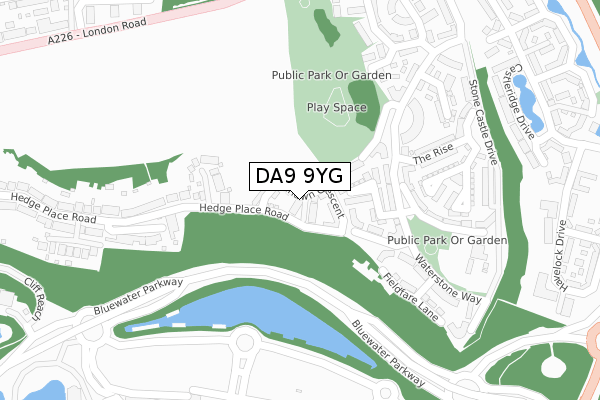 DA9 9YG map - large scale - OS Open Zoomstack (Ordnance Survey)