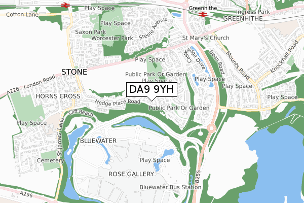 DA9 9YH map - small scale - OS Open Zoomstack (Ordnance Survey)