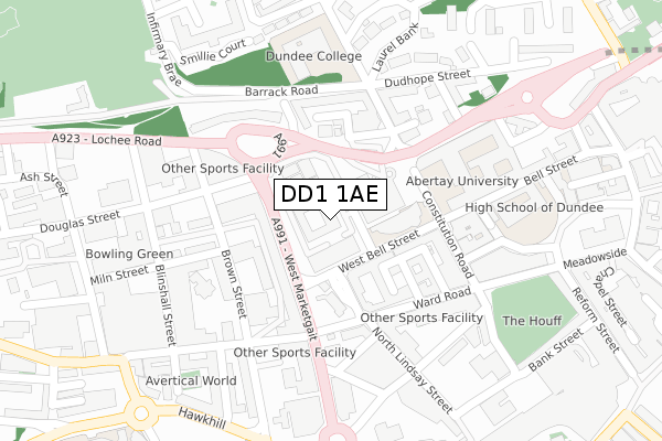 DD1 1AE map - large scale - OS Open Zoomstack (Ordnance Survey) DD1 1AE map - large scale - OS Open Zoomstack (Ordnance Survey)