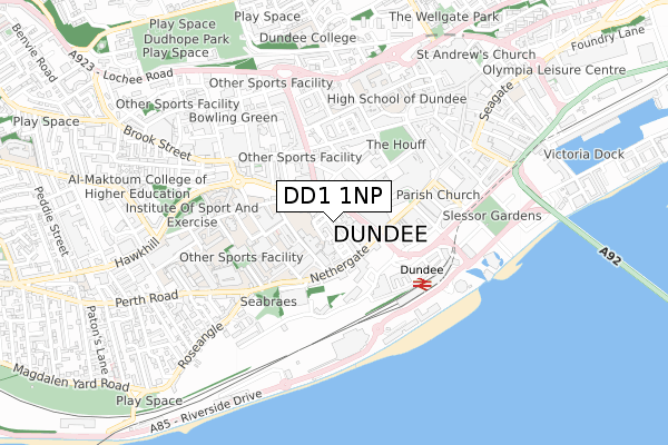 DD1 1NP map - small scale - OS Open Zoomstack (Ordnance Survey) DD1 1NP map - small scale - OS Open Zoomstack (Ordnance Survey)