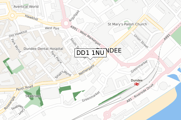 DD1 1NU map - large scale - OS Open Zoomstack (Ordnance Survey) DD1 1NU map - large scale - OS Open Zoomstack (Ordnance Survey)