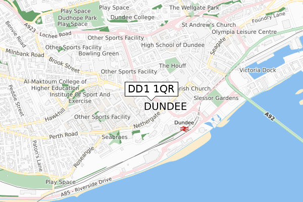 DD1 1QR map - small scale - OS Open Zoomstack (Ordnance Survey) DD1 1QR map - small scale - OS Open Zoomstack (Ordnance Survey)