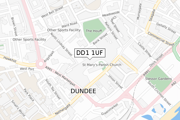 DD1 1UF map - large scale - OS Open Zoomstack (Ordnance Survey) DD1 1UF map - large scale - OS Open Zoomstack (Ordnance Survey)