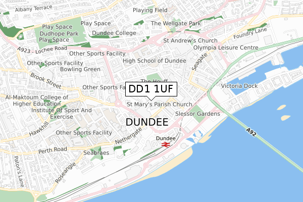 DD1 1UF map - small scale - OS Open Zoomstack (Ordnance Survey) DD1 1UF map - small scale - OS Open Zoomstack (Ordnance Survey)