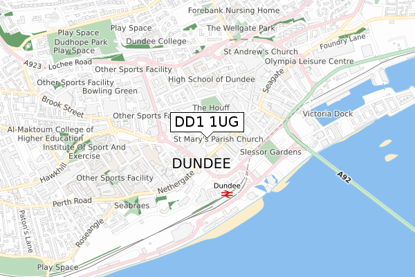 DD1 1UG map - small scale - OS Open Zoomstack (Ordnance Survey) DD1 1UG map - small scale - OS Open Zoomstack (Ordnance Survey)