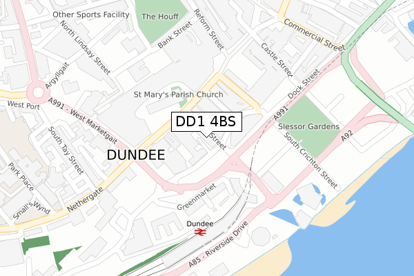 DD1 4BS map - large scale - OS Open Zoomstack (Ordnance Survey)