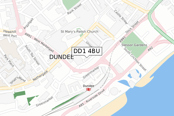 DD1 4BU map - large scale - OS Open Zoomstack (Ordnance Survey)